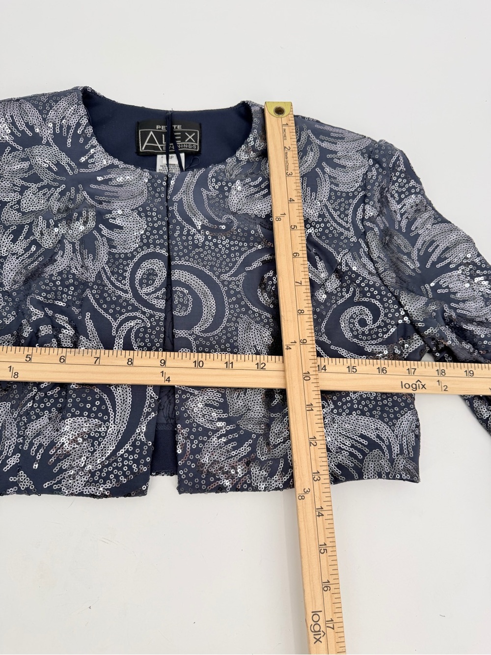 Alex Evenings Jacket Dress Womens 6P Petite 2 Pc Set Blue-gray Sparkle Cocktail - Picture 12 of 14